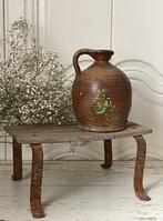 Brocante oud opstapje / krukje met ijzeren pootjes, Ophalen of Verzenden