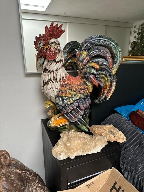 “Uniek Italiaans Keramiek Haanbeeld 65cm Handgemaakt kunst, Antiek en Kunst, Antiek | Keramiek en Aardewerk, Ophalen