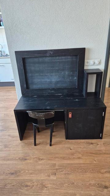 Houten Kinderbureau/tafel, met krijtbord, Zwart/Hout beschikbaar voor biedingen