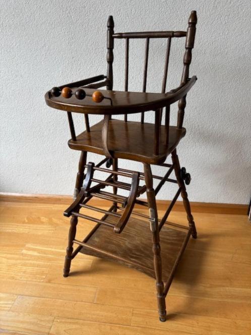 antieke houten kinderstoel met telraam/ jaren 40/verstelbaar, Kinderen en Baby's, Kinderstoelen, Zo goed als nieuw, Meegroeistoel