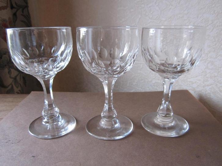 Drie kristal Val St Lambert glazen model Derby - helder, Antiek en Kunst, Antiek | Glas en Kristal, Verzenden
