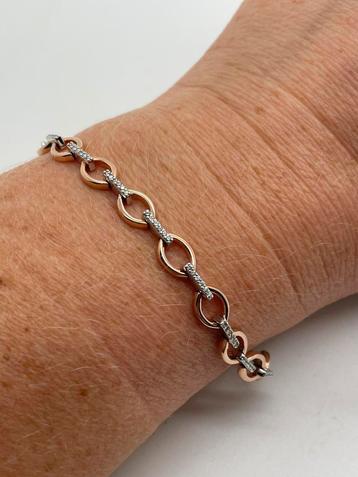 A200 Prachtige zilveren armband rosegold strass beschikbaar voor biedingen