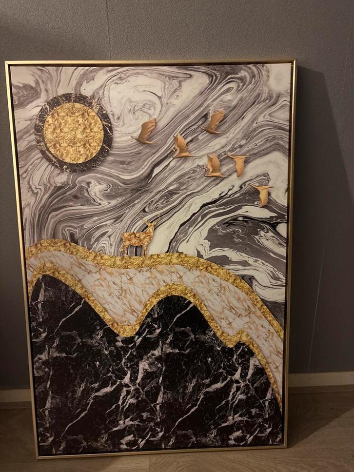 Decoratief Schilderij met Gouden Accent, Antiek en Kunst, Kunst | Schilderijen | Klassiek, Ophalen of Verzenden