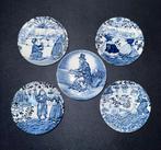 Set van 5 Delfts blauwe wandbordjes / schoteltjes, Ophalen of Verzenden