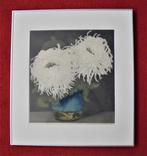 Frans Everbag. (1877-1947). Witte chrysanten in vaas:1923., Antiek en Kunst, Kunst | Etsen en Gravures, Ophalen