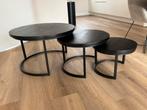 Set van 3 salontafels zwart  (Salontafel Jelle XL Goossens), Huis en Inrichting, Tafels | Salontafels, Ophalen, Rond, 50 tot 100 cm