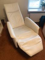 Comfortabele relaxstoel - Wit leer, Ophalen, Zo goed als nieuw, Leer, 75 tot 100 cm