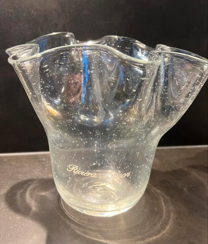 Riviera Maison vaas, Huis en Inrichting, Woonaccessoires | Vazen, Zo goed als nieuw, Overige kleuren, Minder dan 50 cm, Glas, Ophalen of Verzenden