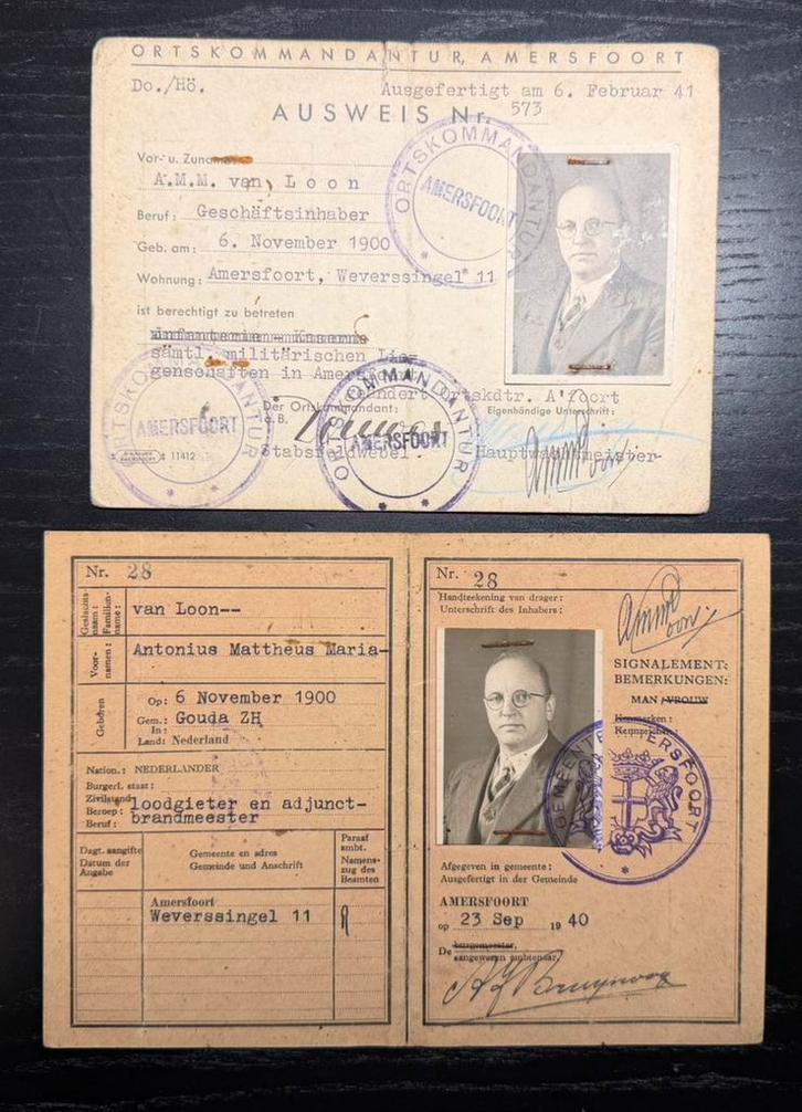 Set indentiteits bewijzen | kamp amersfoort enz, Verzamelen, Militaria | Tweede Wereldoorlog, Nederland, Verzenden