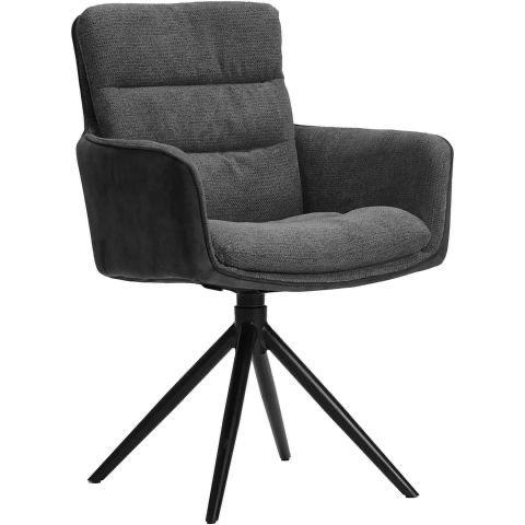 4x Draaibare eetkamerstoel Letta - antraciet velvet, Huis en Inrichting, Stoelen, Zo goed als nieuw, Vier, Grijs, Ophalen