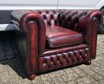 Chesterfield fauteuil oxblood red leer, Ophalen, Gebruikt, 75 tot 100 cm, Leer