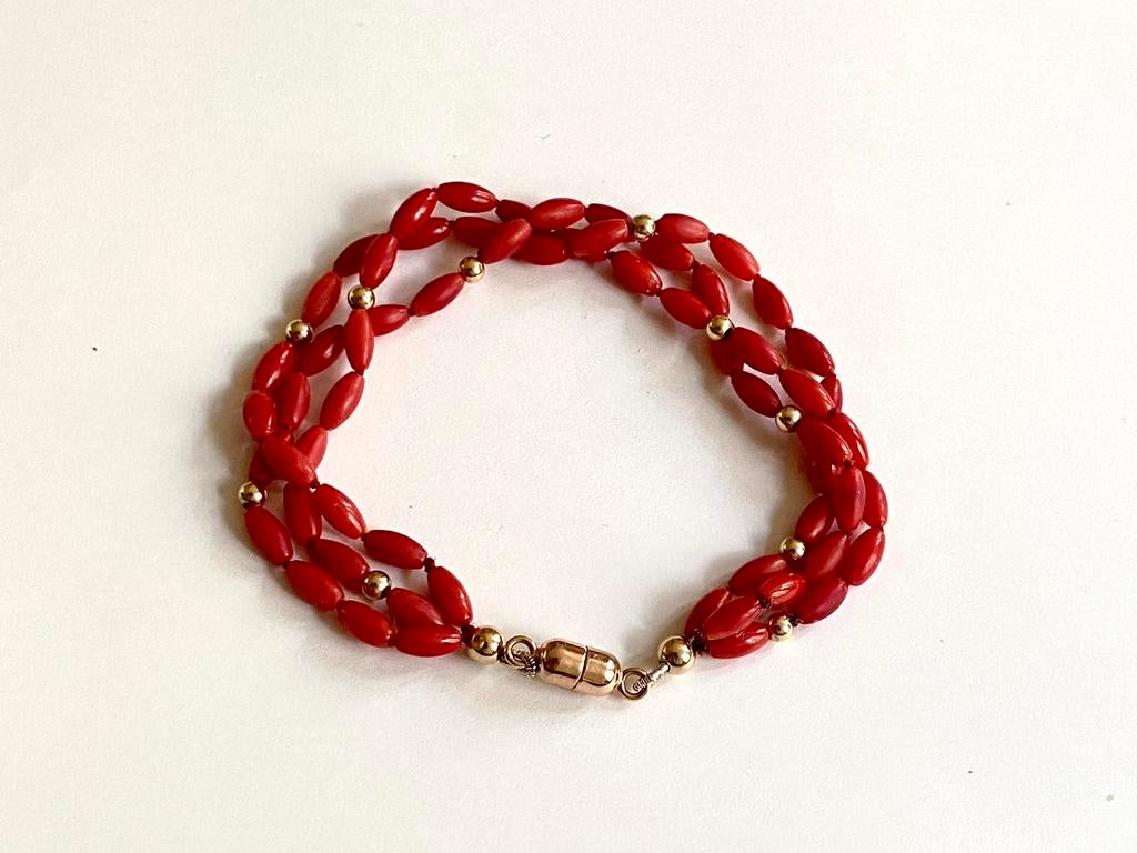 Armband antiek sciacca bloedkoraal goud, Sieraden, Tassen en Uiterlijk, Antieke sieraden, Ophalen of Verzenden, Goud, Armband