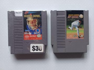 2x NES cartridges – Tecmo Super Bowl + Roger Clemens Basebal beschikbaar voor biedingen
