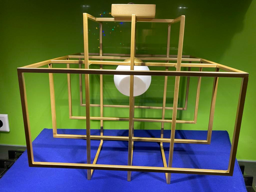 Westwing Design Plafondlamp Goud - Kubus, Ophalen of Verzenden, Zo goed als nieuw, Metaal, Minder dan 50 cm