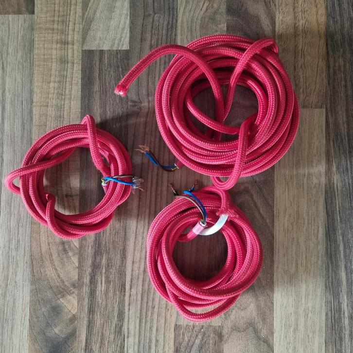 3 stukken Rode Strijkijzer Stroomkabels, Doe-het-zelf en Verbouw, Elektra en Kabels, Gebruikt, Kabel of Snoer, Ophalen of Verzenden