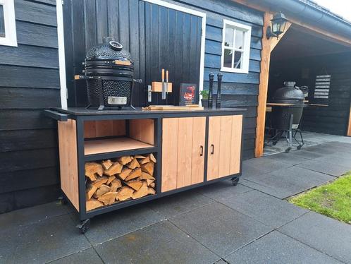 Stoere buitenkeukens met Stalen frame en Hardstenen blad, Tuin en Terras, Buitenkeukens, Nieuw, Houtskool, Ophalen of Verzenden