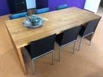 Massief eiken tafel + 6 stoelen - wegens verhuizing, Huis en Inrichting, Tafels | Eettafels, Ophalen, Gebruikt, Eikenhout, 50 tot 100 cm