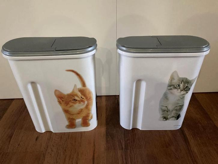 Curver Voedselcontainer Opdruk Kat Wit/Zilver 1.5 kg 4.5 ltr, Dieren en Toebehoren, Kattenvoerbakken en Drinkbakken, Gebruikt