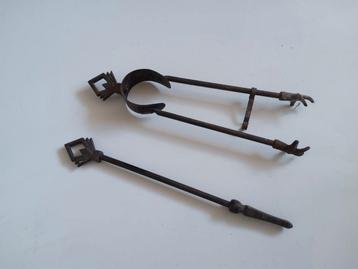 Antiek Haardstel - Kolentang, Pook & Standaard beschikbaar voor biedingen