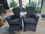 2 x Leolux Amphora fauteuils met hocker, Hout, Design, 75 tot 100 cm, Zo goed als nieuw