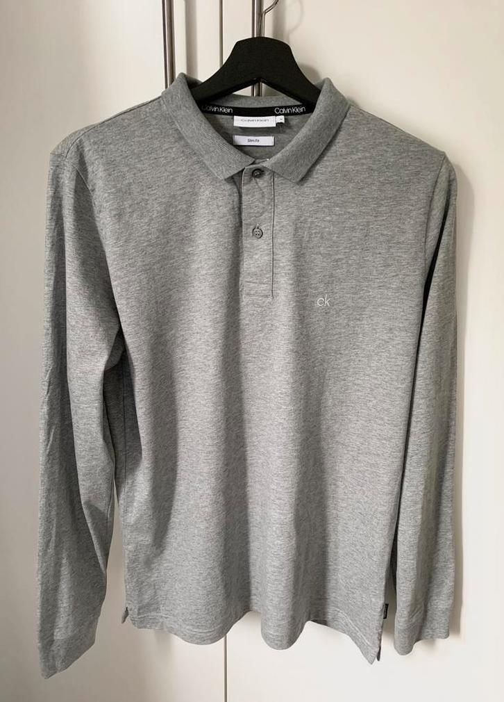 Calvin Klein grijs poloshirt maat M slim fit, Kleding | Heren, Polo's, Zo goed als nieuw, Maat 48/50 (M), Grijs, Ophalen of Verzenden