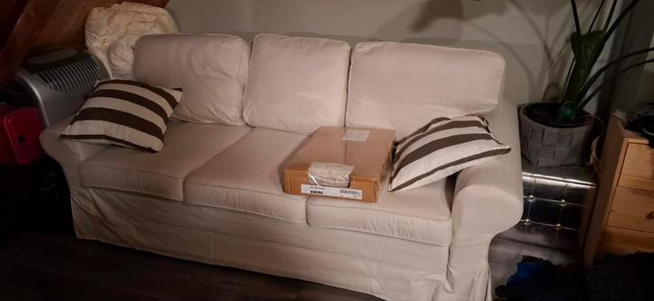 Ikea Ektorp 3-zits slaapbank Pixbo - Nieuwe hoezen!, Huis en Inrichting, Banken | Bankstellen, Zo goed als nieuw, Rechte bank