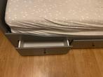 HEMNES uitschuifbaar bed - wit en grijs, Ophalen, Wit, Tweepersoons, 80 cm