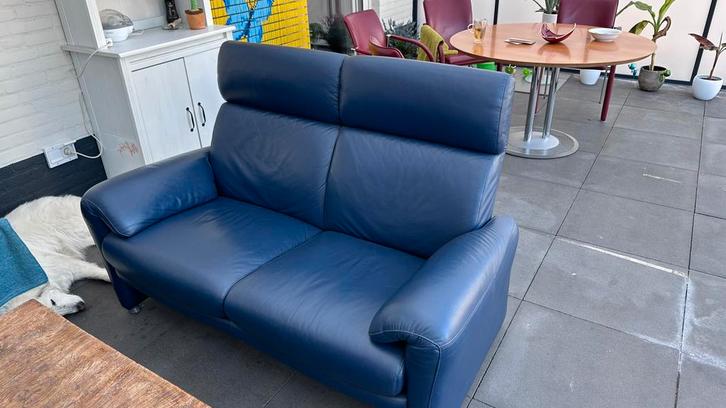 Leren tweezits bank, Huis en Inrichting, Banken | Bankstellen, Gebruikt, Rechte bank, Tweepersoons, 150 tot 200 cm, 75 tot 100 cm