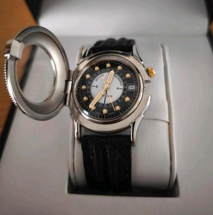 Revue Thommen Landmark vintage horloge – zwarte leren band, Sieraden, Tassen en Uiterlijk, Horloges | Heren, Nieuw, Overige merken