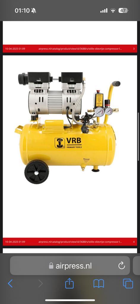 Te koop low noise / stille compressor nieuw in doos, Doe-het-zelf en Verbouw, Compressors, Zo goed als nieuw, Minder dan 25 liter