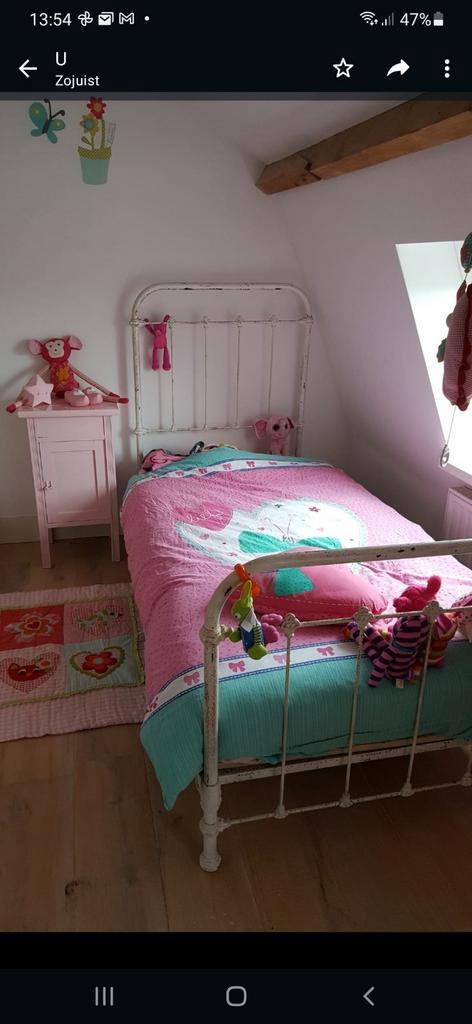 Brocante meisjes Frans Spijlenbed origineel, Kinderen en Baby's, Kinderkamer | Bedden, Gebruikt, 180 cm of meer, 85 tot 100 cm