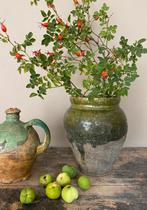 Antiek Franse confit pot, groen glazuur, Ophalen of Verzenden
