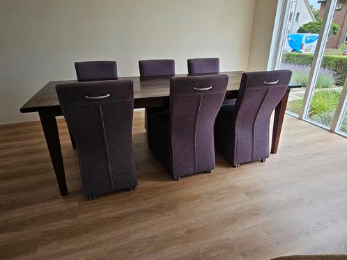 Teakhouten eetkamertafel met 6 stoelen, Huis en Inrichting, Complete eetkamers, Gebruikt, 4 tot 6 stoelen, Ophalen