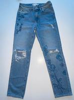 Blauwe jeans spijkerbroek blauwe geborduurde bloemen 34, Nieuw, Blauw, H&M, Ophalen of Verzenden