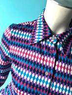 Vintage jaren 70 blouse multi colour maat S, Kleding | Dames, Blouses en Tunieken, Vintage, Verzenden, Gedragen, Maat 36 (S)