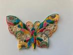 Vintage vlinder kledingapplicatie 3 stuks zijde geborduurd, Ophalen of Verzenden, Overige applicaties, Zo goed als nieuw