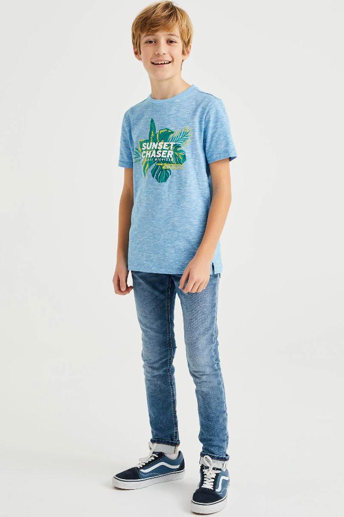 Mooie blauwe WE Blue Ridge skinny fit jog jeans mt 176., Kinderen en Baby's, Kinderkleding | Maat 176, Zo goed als nieuw, Jongen