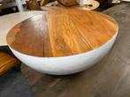 Salontafel bowl 70 cm mangohout wit staal nieuwe oude vooraa, Ophalen, 50 tot 100 cm, Rond, Nieuw