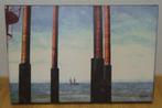 Origineel schilderij zeezicht Vlissingen windorgel, Antiek en Kunst, Ophalen of Verzenden