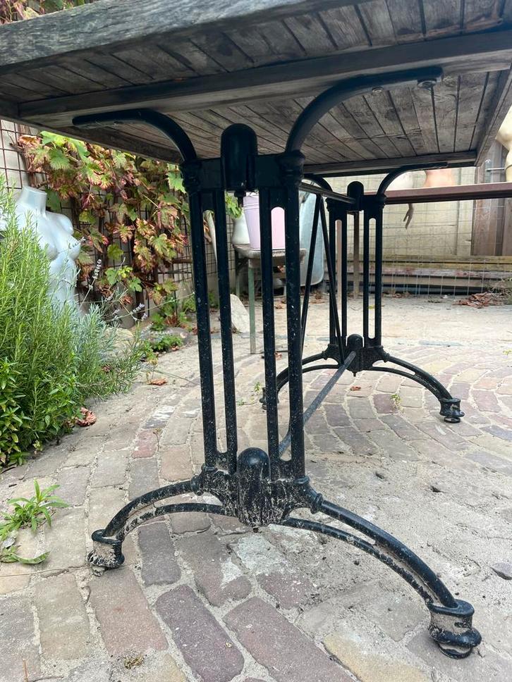 Art Deco Tuintafel - Teakhout & Metaal, Huis en Inrichting, Tafels | Eettafels, Gebruikt, 50 tot 100 cm, 100 tot 150 cm, Vier personen