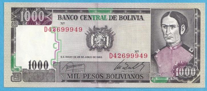(KC15) Bolivia 1000 bolivianos ; UNC, Postzegels en Munten, Bankbiljetten | Amerika, Los biljet, Zuid-Amerika, Verzenden