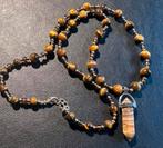 Mooie lange natuursteen tijgeroog ketting met pendel., Sieraden, Tassen en Uiterlijk, Kettingen, Ophalen of Verzenden, Zo goed als nieuw