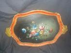 Vintage hand painted Florentine Tray. Red Gold & flowers 40, Ophalen of Verzenden