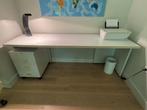 Strak wit bureau met ladekast op wieltjes merk Tecno, Ophalen of Verzenden, Gebruikt, Bureau