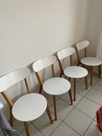 Set van 4 witte stoelen met houten poten, Ophalen, Gebruikt, Wit, Vier
