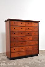 Vintage mahonie ladekast kast 1930s, Gebruikt, 5 laden of meer, 100 tot 150 cm, 25 tot 50 cm