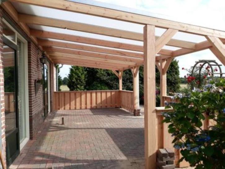 Lariks, Douglas Houten overkapping, Veranda, Polycarbonaat., Tuin en Terras, Overige Tuin en Terras, Nieuw, Ophalen of Verzenden