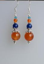 Prachtige oorbellen met Carneool, Jade en kristal, Sieraden, Tassen en Uiterlijk, Oorbellen, Hangers, Nieuw, Oranje, Zilver