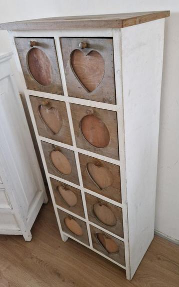 Ladekast hout/wit 10 lades 51 x 32 x h120 cm * o beschikbaar voor biedingen