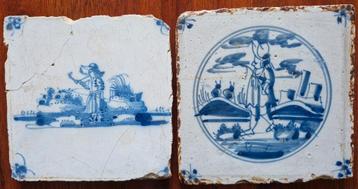 Oude Delftse Tegels - Set van 2 beschikbaar voor biedingen